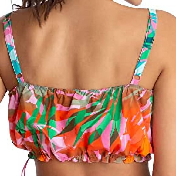 NEW! JUICY COUTURE Tropical Palm Print Zip Crop Top, Size XS - Picture 6 of 15